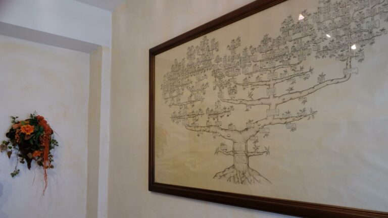 Arbre généalogique de la famille Schlegel encadré au mur