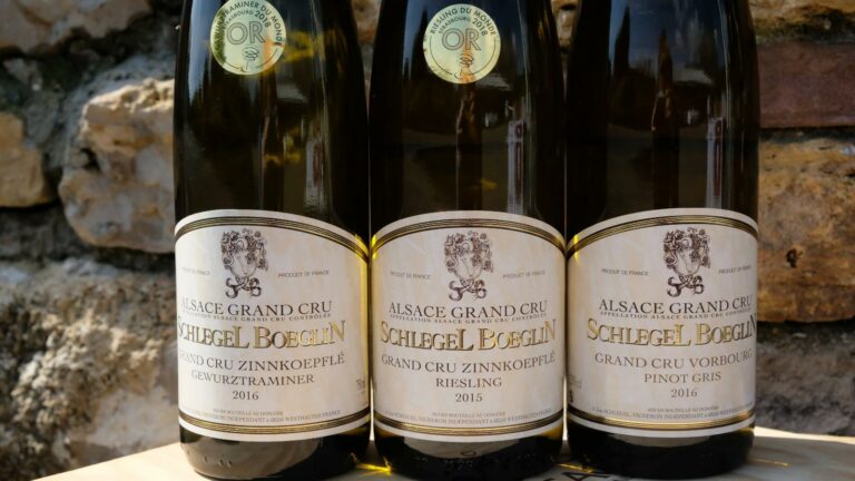 Trois bouteilles Grand Cru : Gewurztraminer et Riesling Zinnkoepflé, Pinot Gris Vorbourg