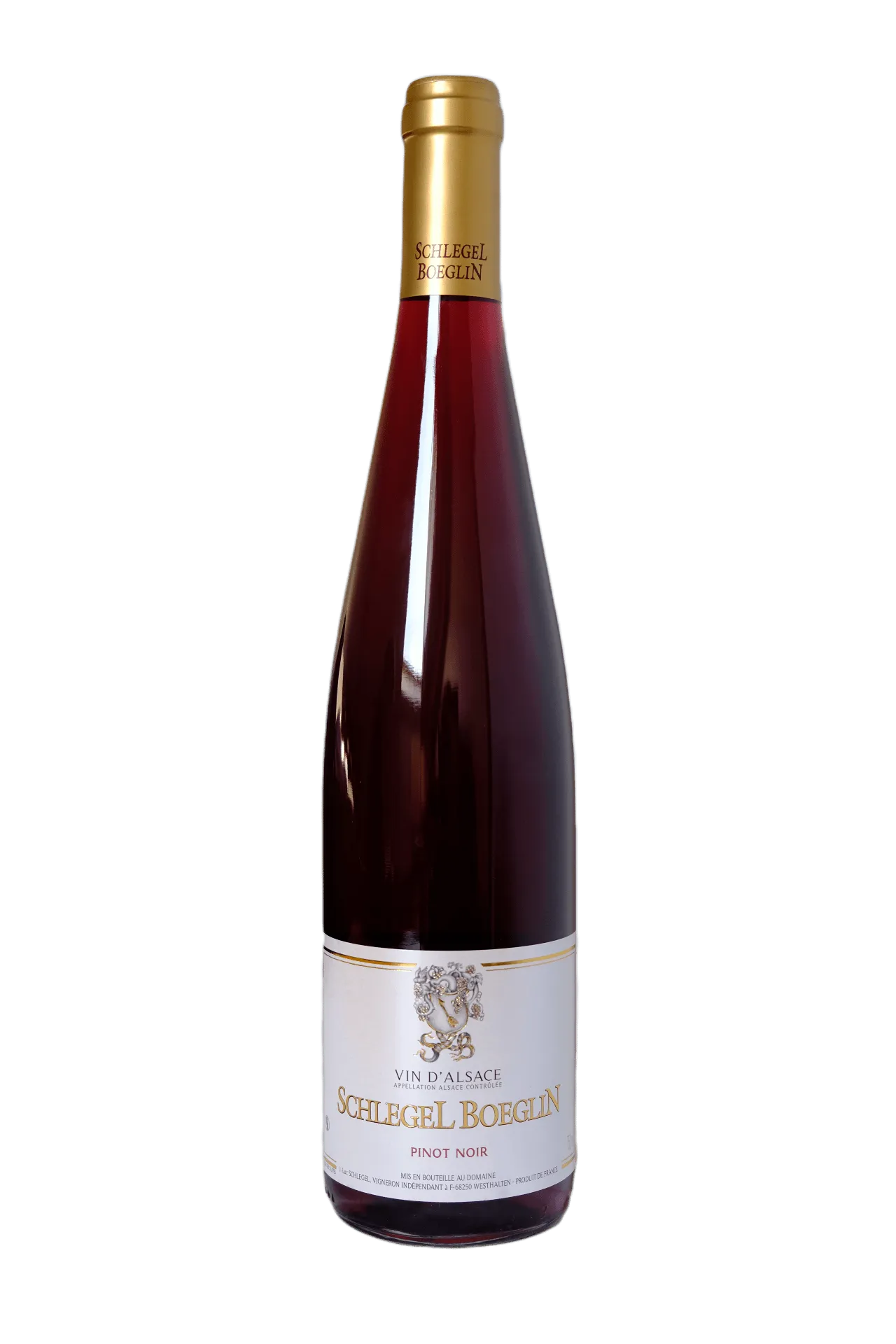 Bouteille de Pinot Noir — Appellation Alsace, Domaine Schlegel Boeglin